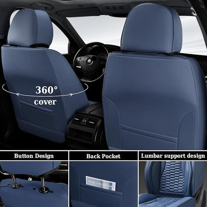 Coverado Car Seat Covers Front Seats, Luxury Leather Seat Covers for Cars, Automotive Car Seat Covers Protector Universal Fit Most Sedans, SUVs, Pick-up Trucks Interior Accessories(Blue)