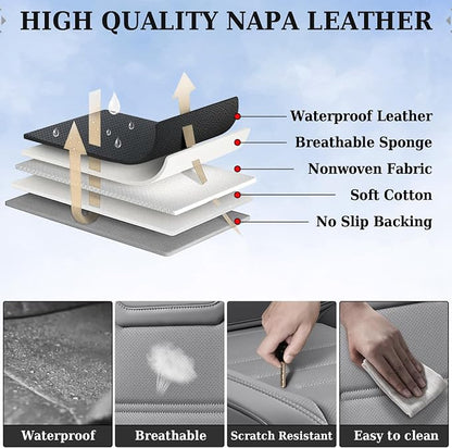 Coverado Car Seat Covers, Front Covers for Cars, Car Seat Cover Front Seats, Car Seat Protector Waterproof, Leather Car Seat Cushion, Universal Interior Covers Seat Protectors for Most Cars Gray