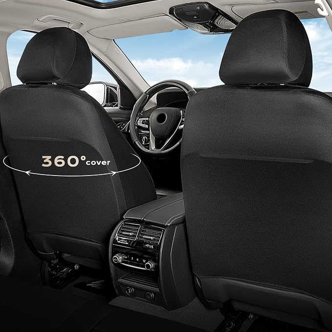 Coverado Seat Covers for Cars, Seat Covers Full Set, Waterproof Seat Covers, Car Seat Covers Front Seats and Back, Car Seat Cushion, Car Seat Protector Universal Fit Most Cars Trucks SUV, Black&Orange
