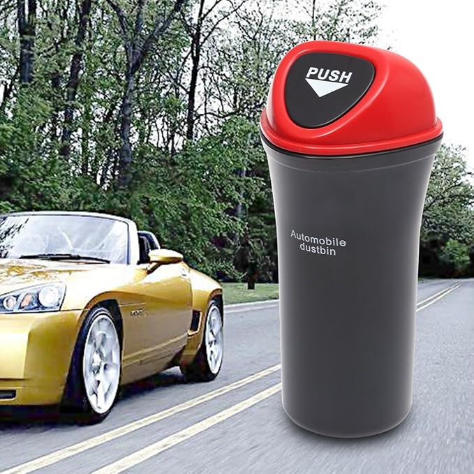 Automobile Dustbin Car Trash Can Garbage Can Leakproof Vehicle Trash Bin(Red)