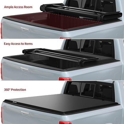 YITAMOTOR Soft Quad-fold Tonneau Cover Fits for Ford F-250 F-350 F250 F350 Super Duty 8ft Bed 2017-2026
