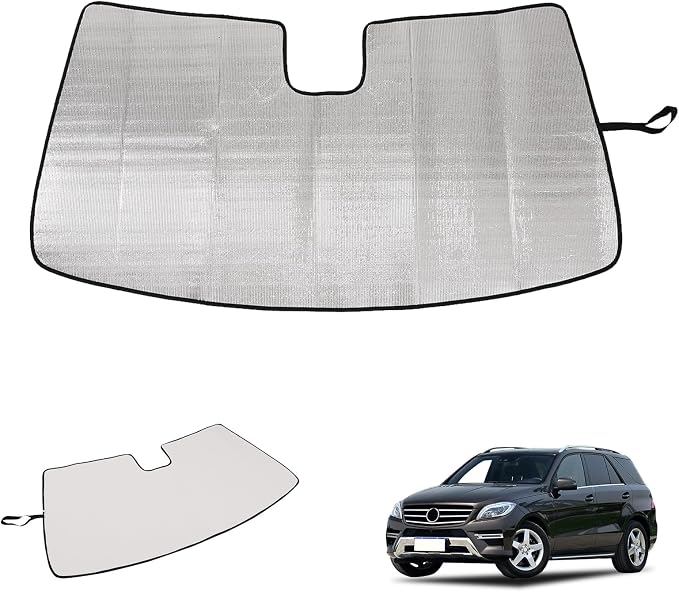 Windshield Sun Shade Compatible with Mercedes-Benz ML-Class 2012-2015 Foldable Front Windshield Sunshade Protector, Block UV Rays Keep Your Car Cooler