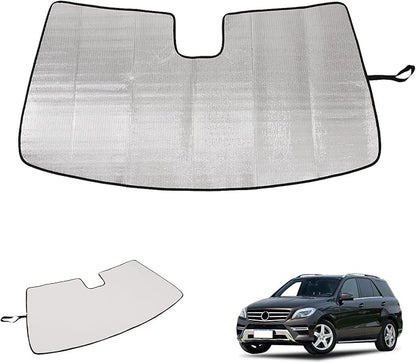 Windshield Sun Shade Compatible with Mercedes-Benz ML-Class 2012-2015 Foldable Front Windshield Sunshade Protector, Block UV Rays Keep Your Car Cooler