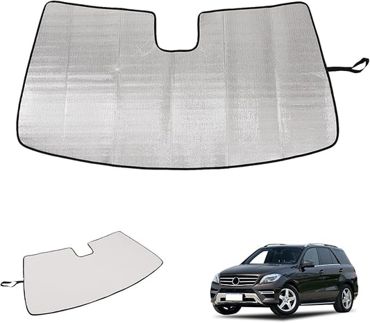 Windshield Sun Shade Compatible with Mercedes-Benz ML-Class 2012-2015 Foldable Front Windshield Sunshade Protector, Block UV Rays Keep Your Car Cooler