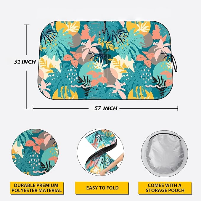Windshield Sun Shade - Car Windshield Sun Shade for UV Protecion Heat Reduction 2026 Sun Visor for Car Interior (57"x31")