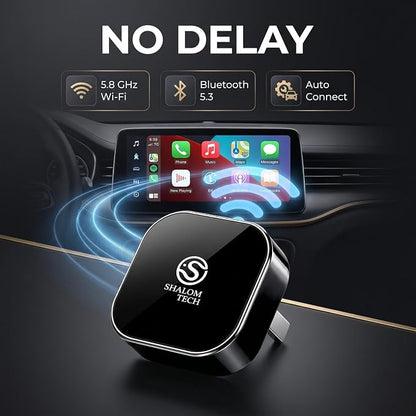 2-in-1 Wireless CarPlay & Android Auto Adapter, Wired to Wireless Adapter for Factory Wired CarPlay Vehicles, 5.8GHz WiFi, Bluetooth 5.3, Fast Auto-Connect – Black