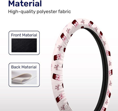 GENANY Retro Soda Bow Steering Wheel Cover, Non Slip Polyester Car Wheel Protector for Car SUV Truck, Universal 15 Inch