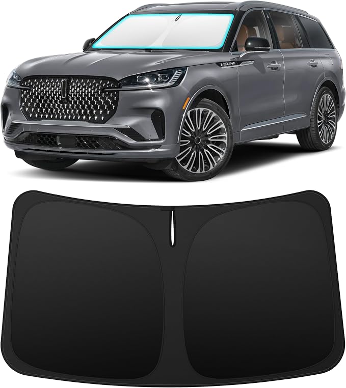 INSAUTO Custom Fit Windshield Sun Shade Accessories for Lincoln Aviator 2020-2026, Foldable Front Window Sunshade, UV & Heat Reflector, Keeps Interior Cool, Includes Storage Bag