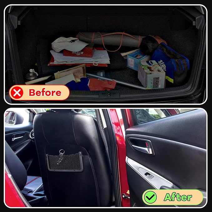Frienda 2 Pcs Boat Storage Net Bag, ABS Plastic Car Framed Mesh Net Holder, Phone & Cargo Organizer with Screws for Auto, Rv, Boat, Pontoon, Truck Pocket Storage (9 x 4 Inch)