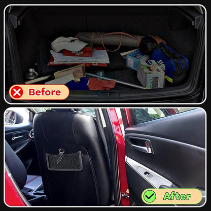 Frienda 1 Pc Boat Storage Net Bag, ABS Plastic Car Framed Mesh Net Holder, Phone & Cargo Organizer with Screws for Auto, Rv, Boat, Pontoon, Truck Pocket Storage (9 x 4 Inch)