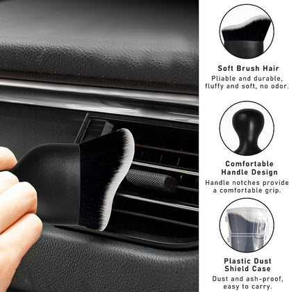 Dickno 2PCS Car Interior Dust Brush, Soft Scratch Free Auto Detailing Brushes, Universal Vehicle Interior Cleaning Tool for Automotive Dashboard, Air Vents, Leather (Black & White)