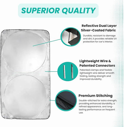 Windshield Sun Shade | Compatible for Toyota GR86 (2017-2023) | Certified 99.87% UVB & 99.02% UVA Car Sun Shade. Award Winning Sunshade - Patented Technology | Car Shades by Kinder Fluff