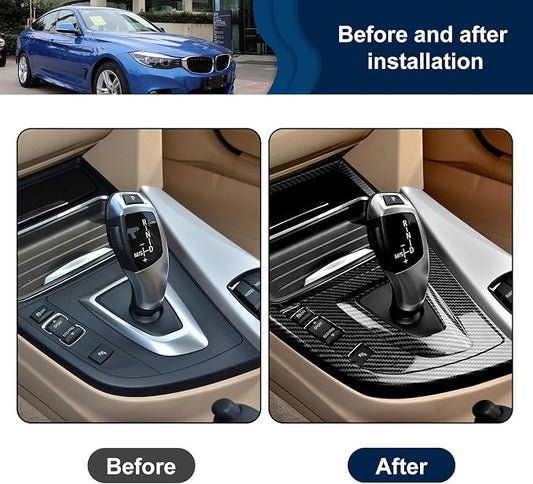 for BMW Gear Shift Panal Cover, Carbon Fiber Style Car Center Console Interior Trim F30 Accessories for F30 F31 F32 F33 F34 F36 328i 320i 335i 330i 435i 420i 430i 440i 425i Not Fit F35