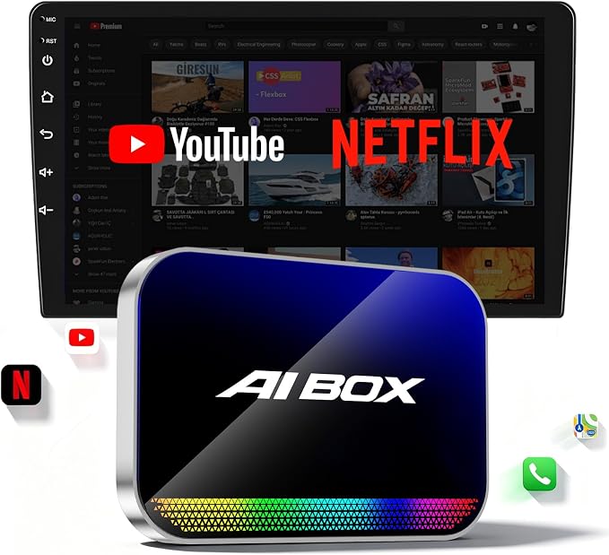 Wireless CarPlay & Android Auto Adapter, Magic AI Box with YouTube TikTok, Built-in Play Store and Screen Mirroring, Plug and Play Video Adapter for OEM Factory Wired CarPlay Vehicles