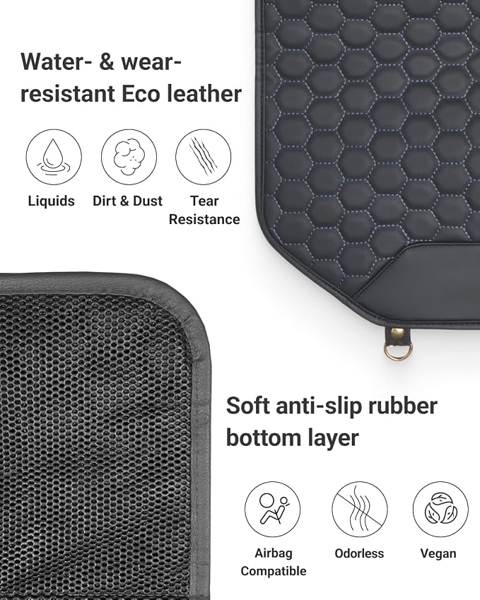 Owleys Set Seat Back Organizer & Car Seat Protector Hexy Waterproof & Non-Slip Protector for Child Car Cushion for Leather and Fabric Seats (Black 2pcs)