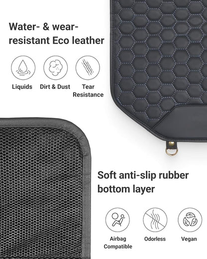 Owleys Set Seat Back Organizer & Car Seat Protector Hexy Waterproof & Non-Slip Protector for Child Car Cushion for Leather and Fabric Seats (Black 2pcs)