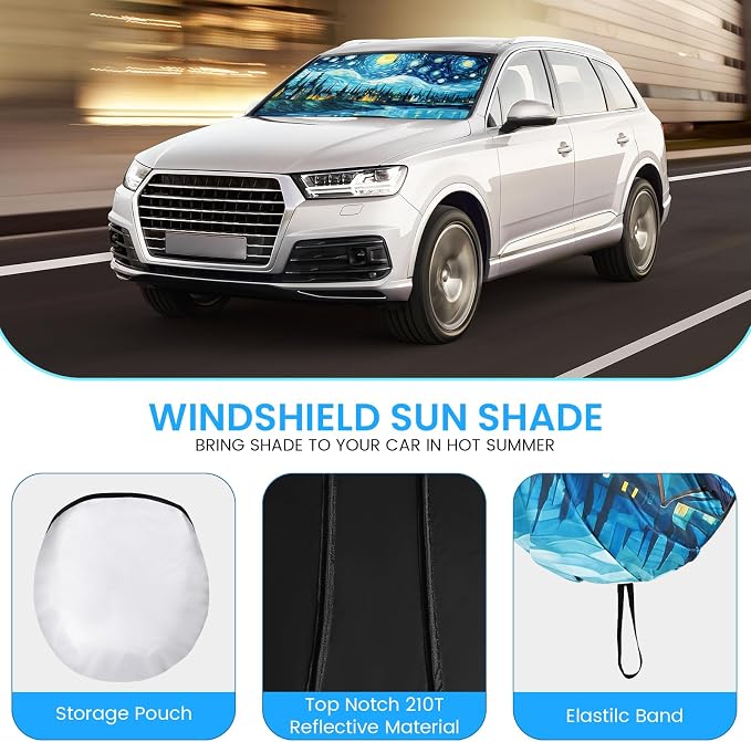 Sun Shade for Car Windshield, Foldable Universal Car Windshield Upgrade Sunshade Enhanced UV Rays