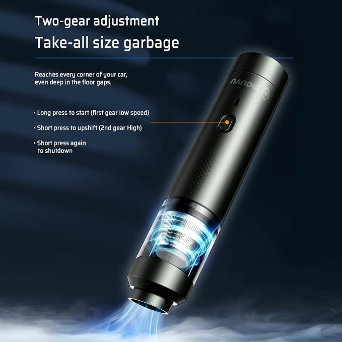 Portable Mini Cordless Car Vacuum with 16000pa, Blow & Suction 2 in 1, Type-C Charge, 2 Suction Modes, Handheld, Office Desk, Couchs, Hidden Areas