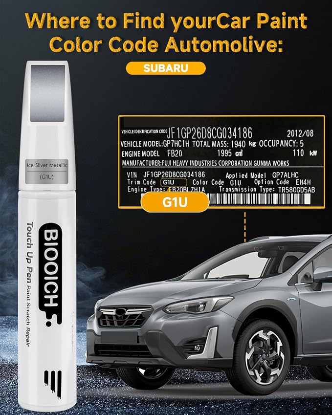 Touch Up Paint Pen Exact Color Match Car Chip and Scratch Repair (for Subaru, Ice Silver Metallic(G1U))