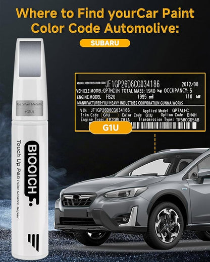 Touch Up Paint Pen Exact Color Match Car Chip and Scratch Repair (for Subaru, Ice Silver Metallic(G1U))