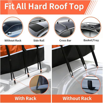 20 CuFt Car Rooftop Cargo Carrier Bag, 100% Waterproof Heavy Duty Car Roof Top Carrier for All Vehicles with/Without Racks, Includes Anti-Slip Mat, 10 Reinforced Straps, Lock & 6 Door Hooks