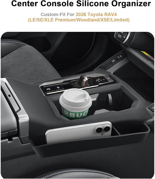 ECOZEN Center Console Organizer Tray For 2026 Toyota RAV4 - Silicone Cover Center Console Anti Scratch Protective Pad Pocket Storage Tray For 2026 RAV4 Interior Accessories