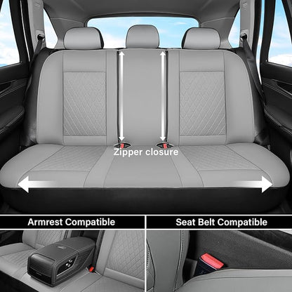 Coverado Universal Leather Seat Covers Full Set for 5 Seats – Waterproof, Durable All-Weather Protector for SUV, Pickup Truck, Sedan, Gray