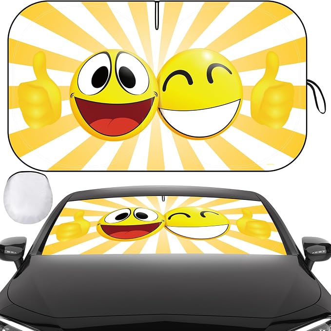 Windshield Sun Shade, Car Sun Shade Windshield, Reflector Sunshade Offers Ultimate Protection for Car Interior, Reflective Polyester Blocks Heat for Sedans, Mini SUVs, Hatchbacks - 57 x 31.5 inches
