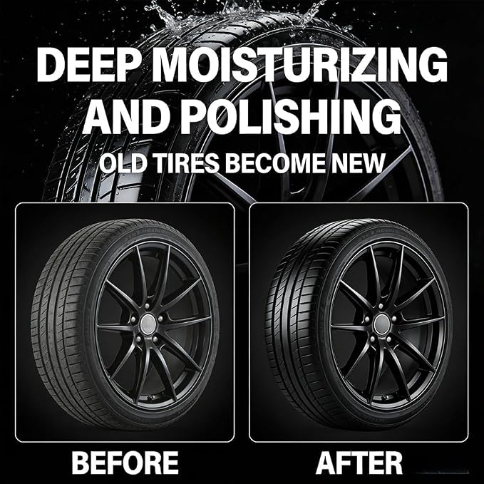 Tyre Nourish Cream, Powerful Wheel Cleaning Refurbish Wax, Tire Nourish Wax Cream, Tire Waxs, Car Tires & Plastic Trim Renewal Paste - Restores Shine, for Car Trucks Motorcycles Tires (4 Pcs)