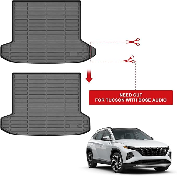 Auxko All Weather Floor Mat & Cargo Mat Fit for 2026 2025 2024 2023 2022 Hyundai Tucson Hybrid(Not PHEV) TPE Liner Tucson Accessory Set All Season Odorless Anti-Slip Floor Liner