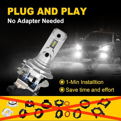 AHOBXD H7 Light Bulbs Super Bright White 6500K Upgrade 600% 50000LM Brightness Real 1:1 Halogen Size 80000 Hours Life Span H7/H18 Plug and Play Car Fog Light Bulbs Pack of 2