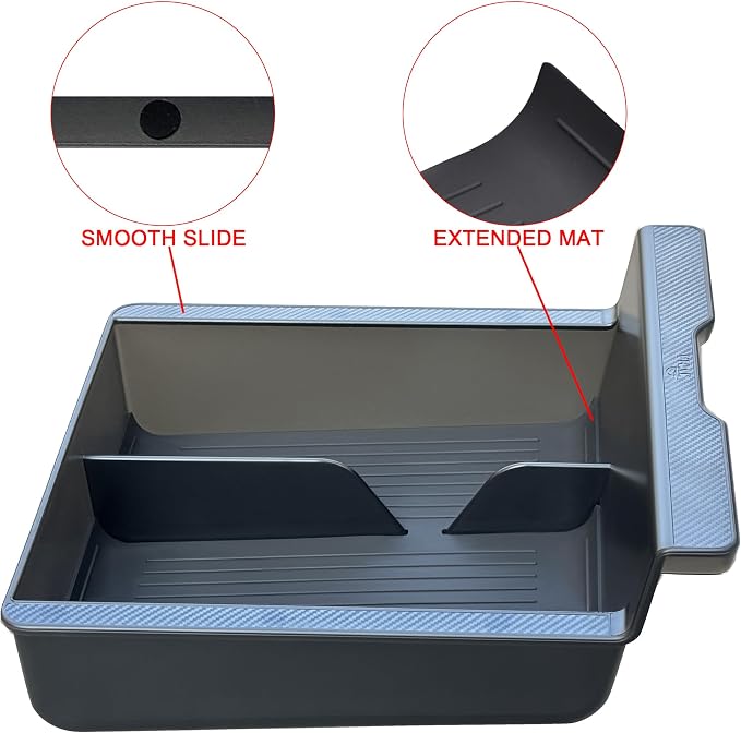 JVMA Backlight Center Console Organizer Tray Slide Transparent PC Upgrade | for Tesla Model Y 2021-2024 and Tesla Model 3 2021 2022 2023 Accessories 3 Carbon Edition