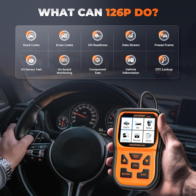 AUTOPHIX OM126P OBD2 Scanner, Check Engine Light Code Reader, Car Code Scanner for Automotive Diagnostic, Read & Clear Fault Code, Pass Smog Test, Live Data, for All US Cars After 1996