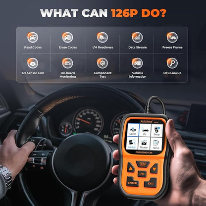 AUTOPHIX OM126P OBD2 Scanner, Check Engine Light Code Reader, Car Code Scanner for Automotive Diagnostic, Read & Clear Fault Code, Pass Smog Test, Live Data, for All US Cars After 1996