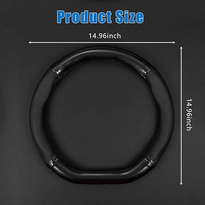gunhunt 1 PC Car Breathable Steering Wheel Cover, Carbon Fiber Non-Slip Steering Wheel Protector, Wear -Resistant Steering Wheel Sleeve, Four Seasons Universal Steering Wheel Set (D -Shaped)