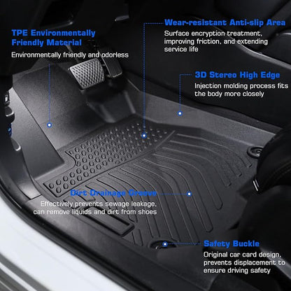Floor Mats & Cargo Mats Set for Hyundai Elantra Hybrid 2021-2025 2026, All Weather Floor Liners Anti-Slip Car Full Set Floor Liners Custom Automotive Floor Mats TPE with Front & 2nd Row & Trunk mat