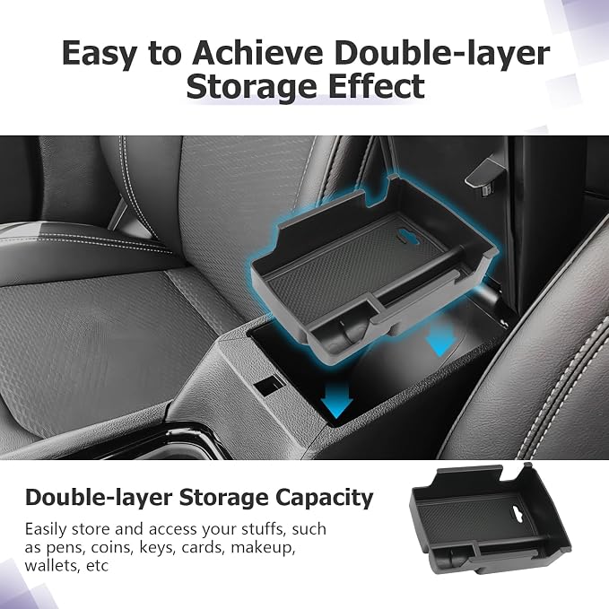 LUWU Center Console Organizer Compatible with Jeep Compass 2021-2025/Dodge Hornet 2023-2026 Accessories Armrest Console Storage Box Insert Tray ABS Material Coin Container Black