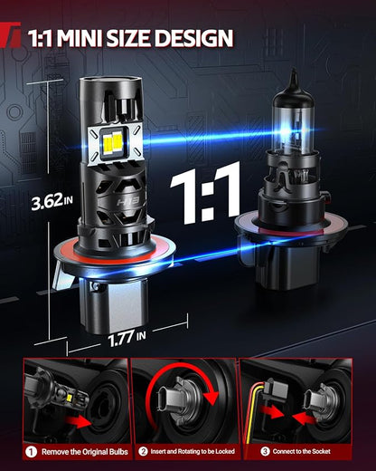 Torchbeam H13/H10 LED Bulbs Combo, 75000LM 6500K White, 9008 H13 Headlight + 9145 H10 Fog Lights, Dual Heat-Dissipation Cooling, Fit Ford F-150 2004-2014 F-250/F-350 2005-2020, Pack of 4