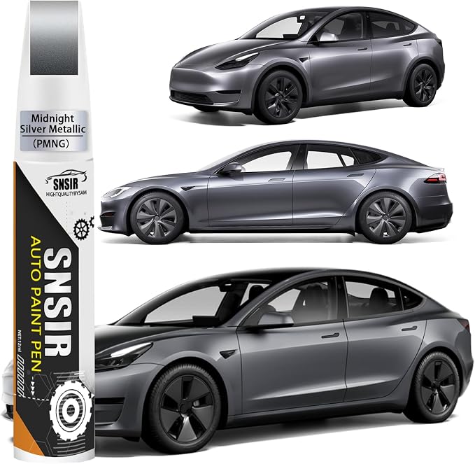 (Midnight Silver Metallic PMNG) Car Touch up Paint Compatible with Tesla Model Y/3/X/S, Car Paint Pen Scratch Repair Two-In-One Touch Up Paint, Premium Car Scratch Remover for Deep Scratches