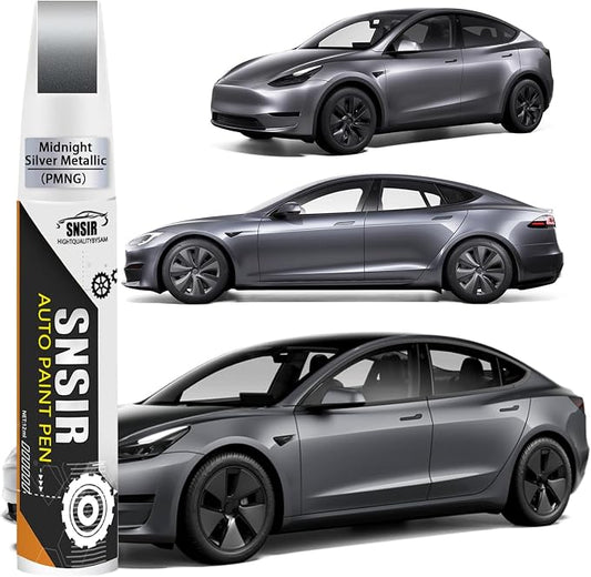 (Midnight Silver Metallic PMNG) Car Touch up Paint Compatible with Tesla Model Y/3/X/S, Car Paint Pen Scratch Repair Two-In-One Touch Up Paint, Premium Car Scratch Remover for Deep Scratches