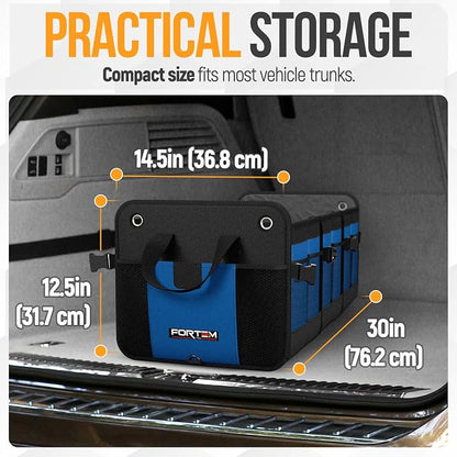 FORTEM Trunk Organizer with Cooler For SUV Car Organizer and Storage, Collapsible Multi-Compartment, Perfect Christmas Gifts For Men, Women, 1680D Oxford, Non Slip Bottom, Straps, Soft Cover 110L