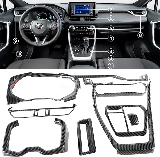 Interior Trim for Toyota RAV4 2019-2025 Carbon Fiber Gear Shift Panel Cover Kit