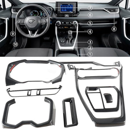 Interior Trim for Toyota RAV4 2019-2025 Carbon Fiber Gear Shift Panel Cover Kit