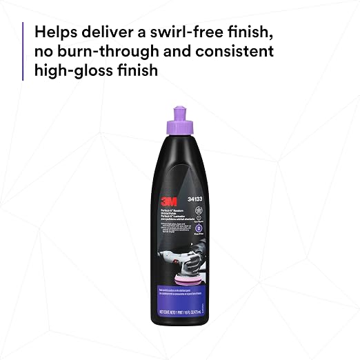 3M Perfect-It Random Orbital Polish, 34133, 1 Pint, Fast Cutting Polisher for Automotive Buffing & Polishing, High-Gloss Finish