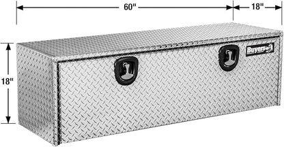 Buyers Products 1705115 Diamond Tread Aluminum Underbody Truck Tool Box, 18 x 18 x 60, Made in USA, .100 in. Thick, Corrosion-Resistant, Locking Compression Latch, Secure Storage for Work Trucks