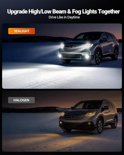 Fit For Honda CRV 2015 2016 2017 2018 2019 2020 2021 Light Bulbs, 9005/HB3 + H11/H9/H8 + H11 Fog Lights 6500K Cool White Combo Kit, Plug-N-Play, 92000LM 800% Brighter, -40°F Instant Start, Pack of 6