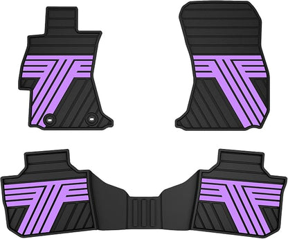 TTX LIGHTING Floor Mats Compatible with Subaru Crosstrek 2016-2017/Impreza 2012-2016/WRX 2015-2021, Custom Fit All Weather 1st & 2nd Row Floor Liners, Black & Purple