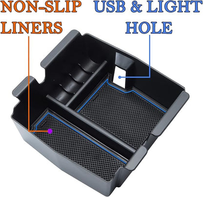 Compatible with Center Console Organizer Tray Jeep Wrangler JL/JLU 2018-2022 2023 2024 2025 2026 and Jeep Gladiator JT Truck 2020-2024 2025 2026 Insert Armrest Accessories (Not for JK/JKU)(Blue Trim)