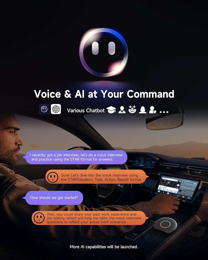 ATOTOZONE 2025 Upgrade CB6 CarPlay AI Box&Android AI Box, Wireless CarPlay/Android Auto Adapter, Plug & Play CarWave Car Smart Box with AI DriveChat, GPS Track, Android 13, 2 BT, 4G LTE, 4G+64G, Gray