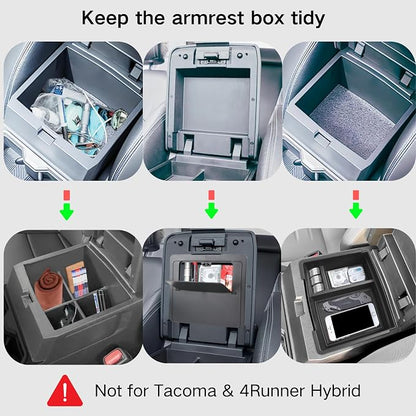 3PCS Center Console Organizer Compatible with Toyota Tacoma 2026 2025 2024 Accessories Middle Console Organizer Interior Armrest Insert Tray Hidden Storage Box Secret Compartment